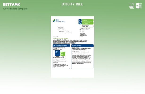 Модерен стил Обединетото Кралство SSE Energy шаблон верзија на сметки за комун 1